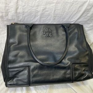 Tory Burch Leather and Canvas Tote or Shoulder Bag